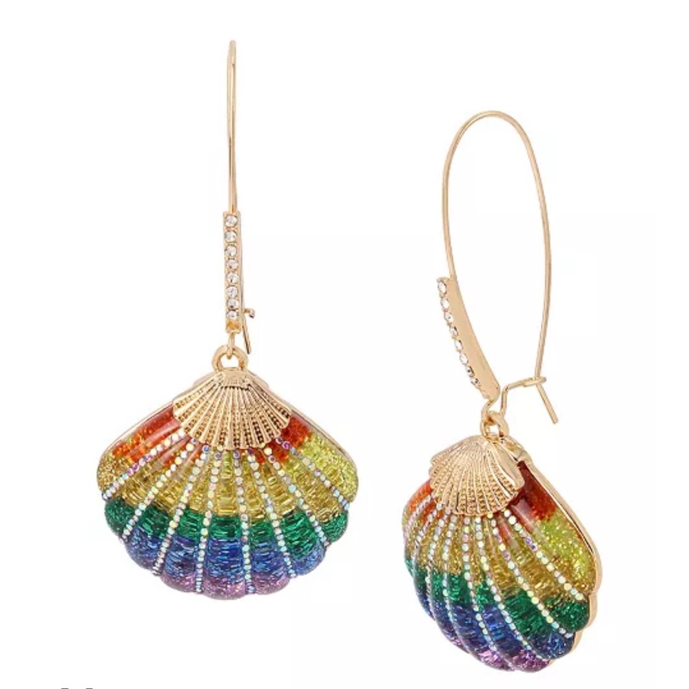 Betsey Johnson Rainbow Shell Dangle Earrings
